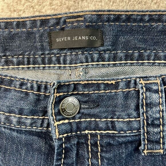 Silver Jeans Mens 34x32 Blue Gordie Loose Fit Straight Leg Faded Dark Wash Denim - Picture 2 of 11